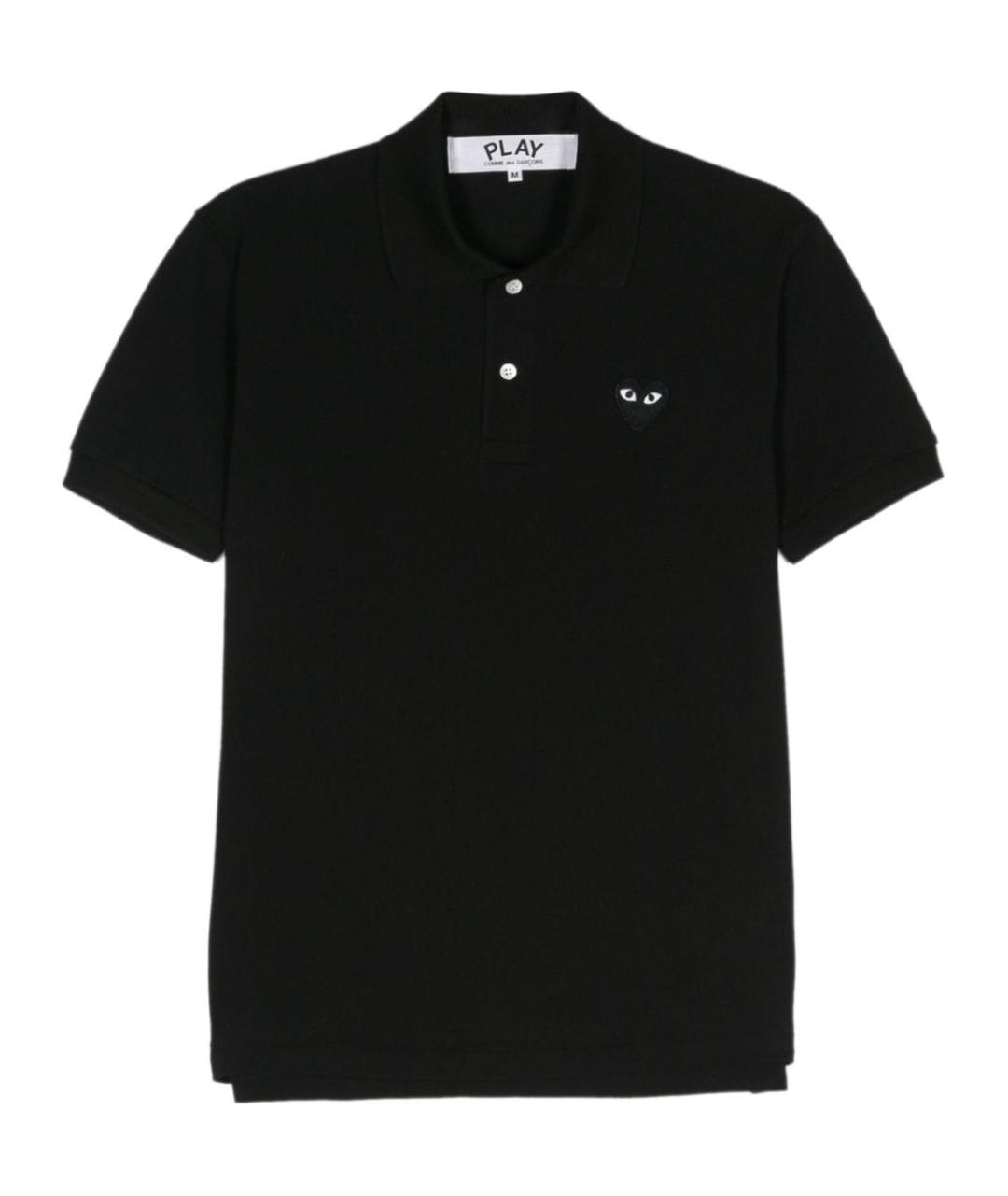 COMME DES GARÇONS Черное хлопковое поло с коротким рукавом, фото 1