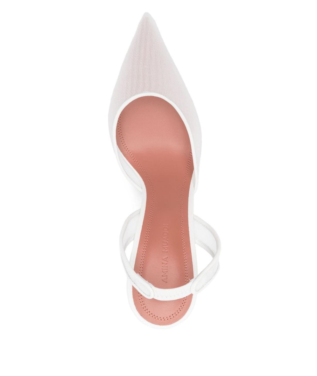 Amina Muaddi Белые текстильные туфли, фото 2