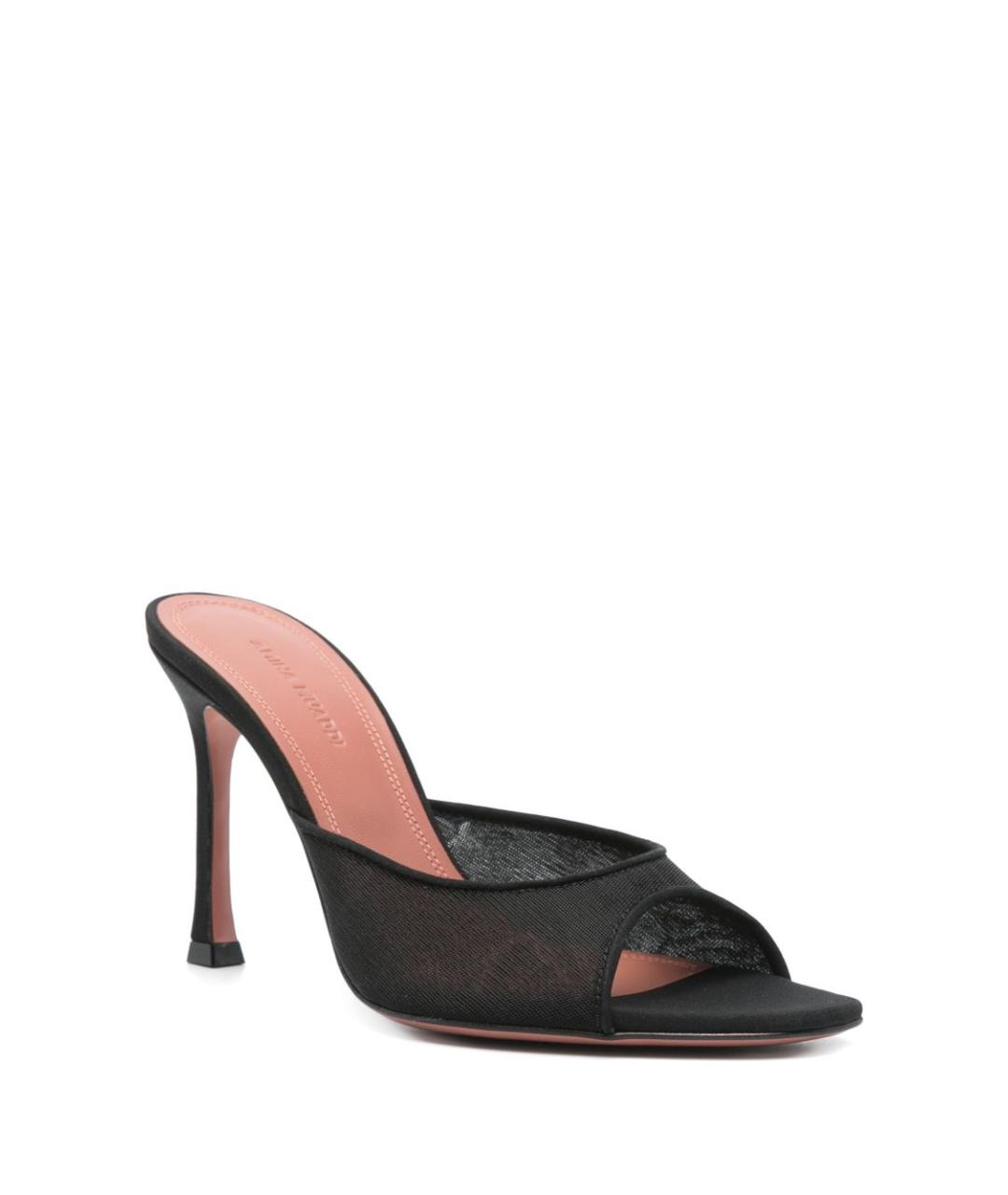 Amina Muaddi Черные текстильные мюли, фото 2