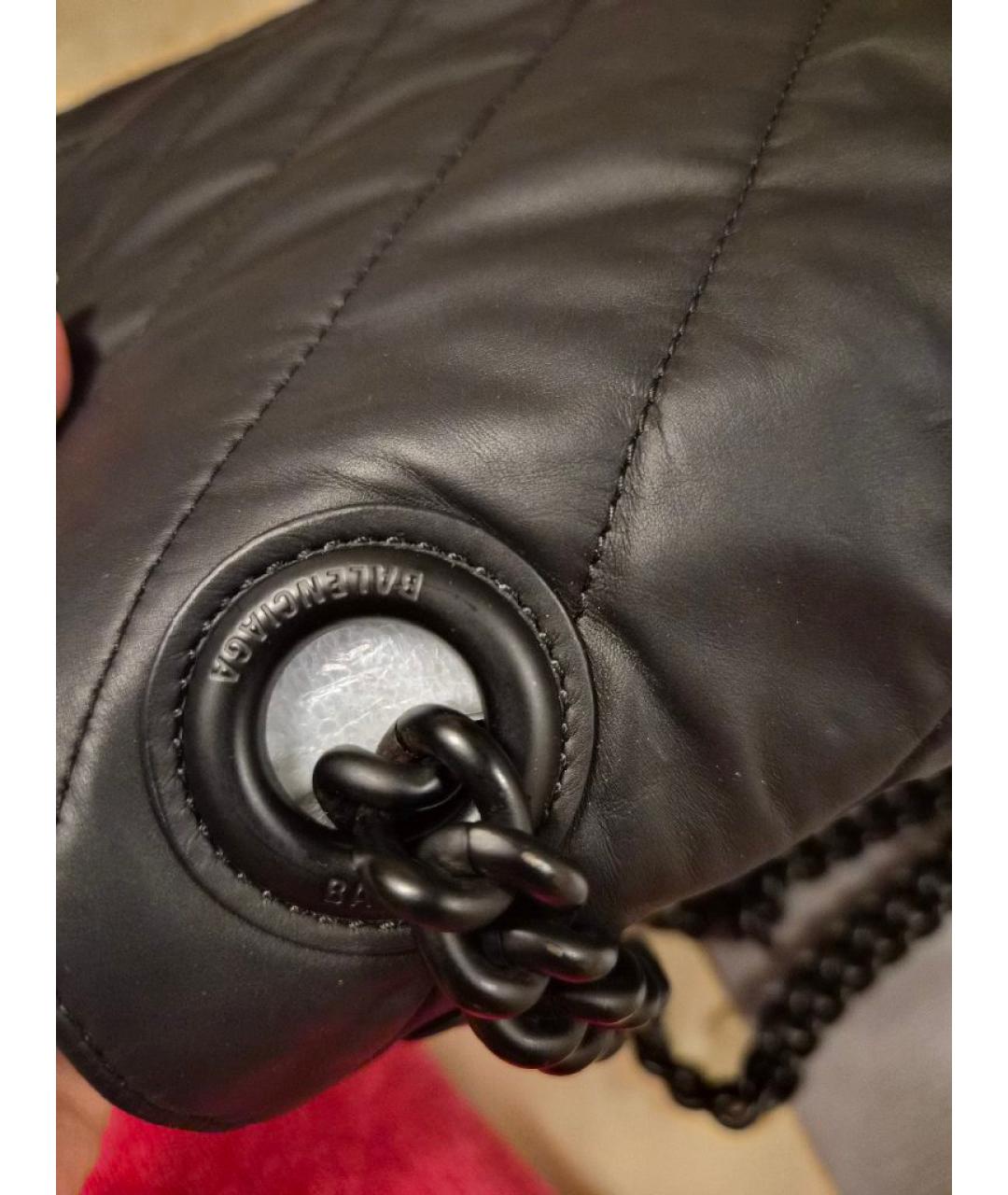 BALENCIAGA Черная кожаная сумка через плечо, фото 5