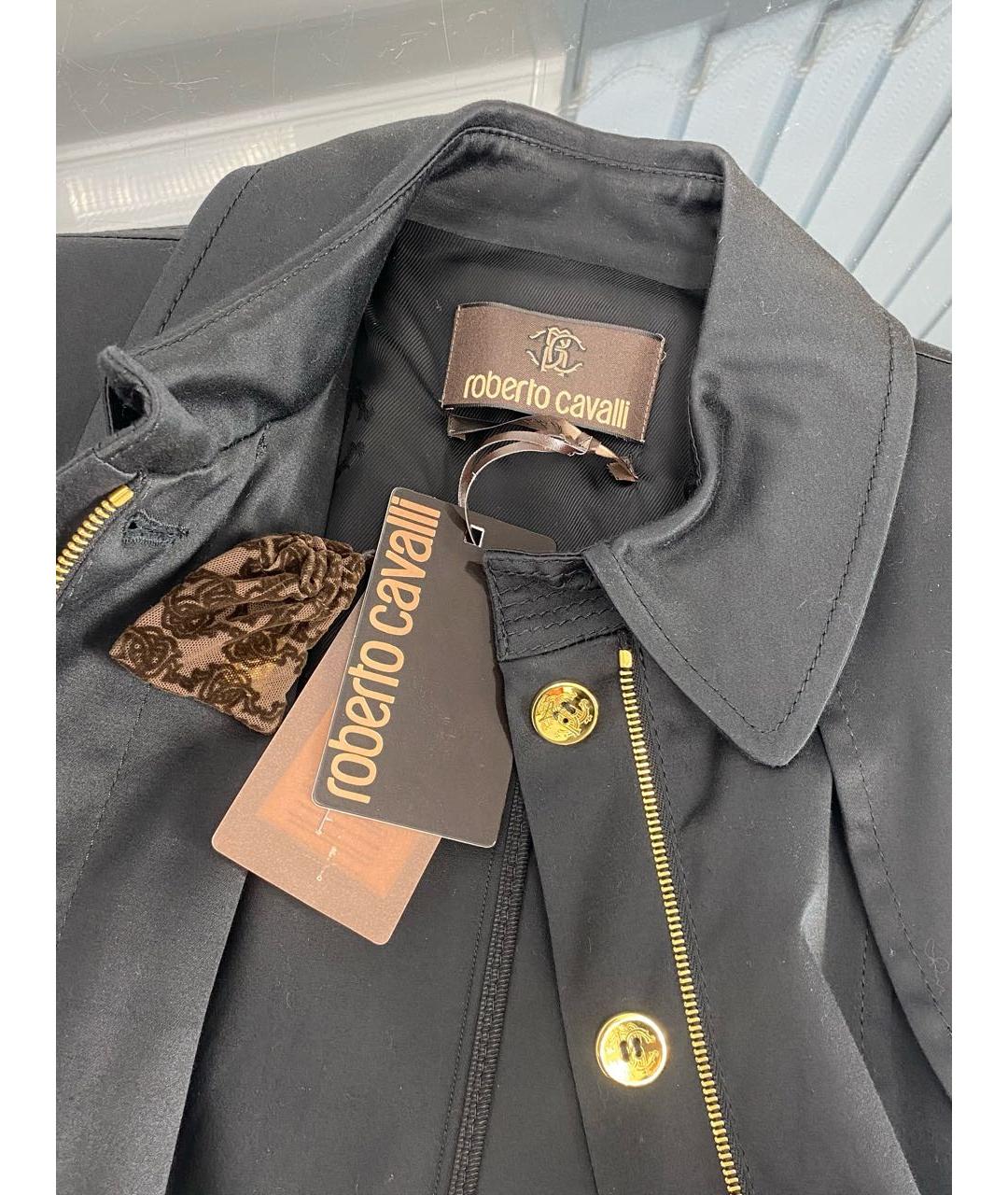 ROBERTO CAVALLI Черный хлопко-эластановый тренч/плащ, фото 3