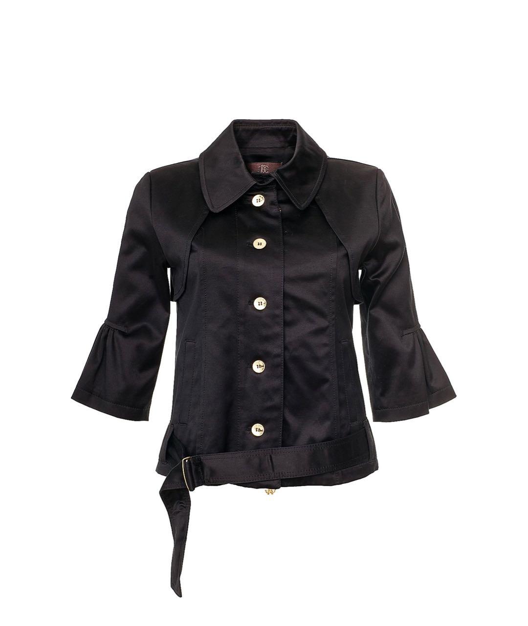 ROBERTO CAVALLI Черный хлопко-эластановый тренч/плащ, фото 1