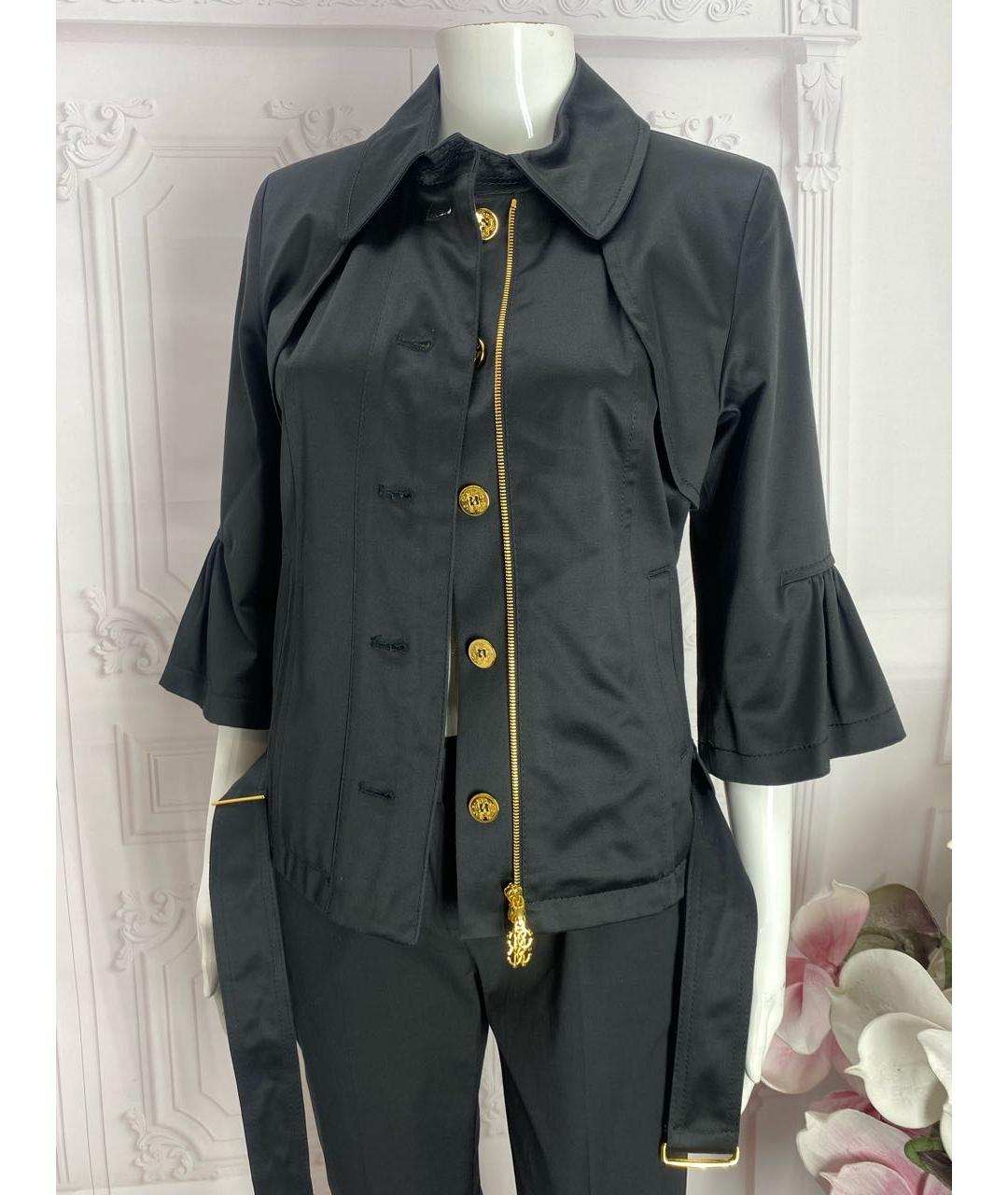 ROBERTO CAVALLI Черный хлопко-эластановый тренч/плащ, фото 5