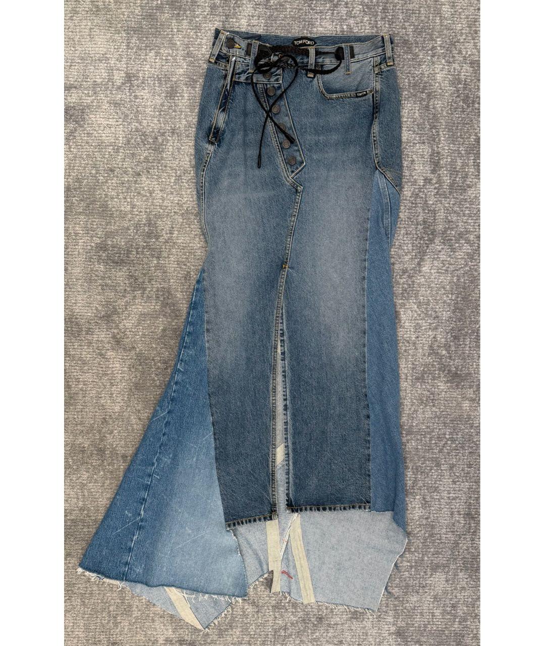 TOM FORD Голубая деним юбка макси, фото 3
