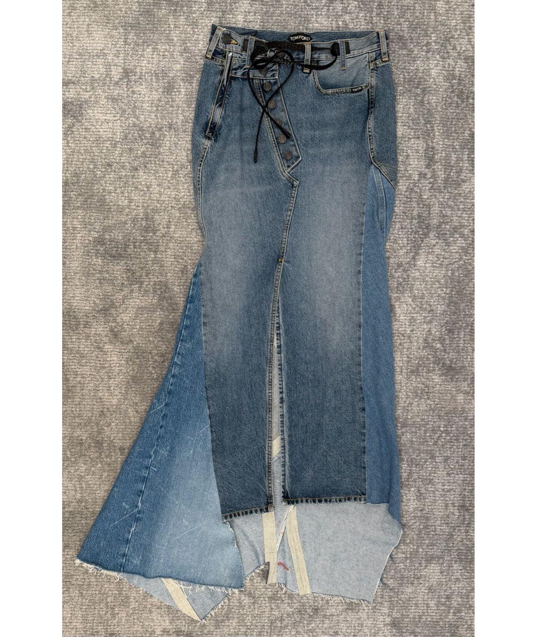 TOM FORD Голубая деним юбка макси, фото 5