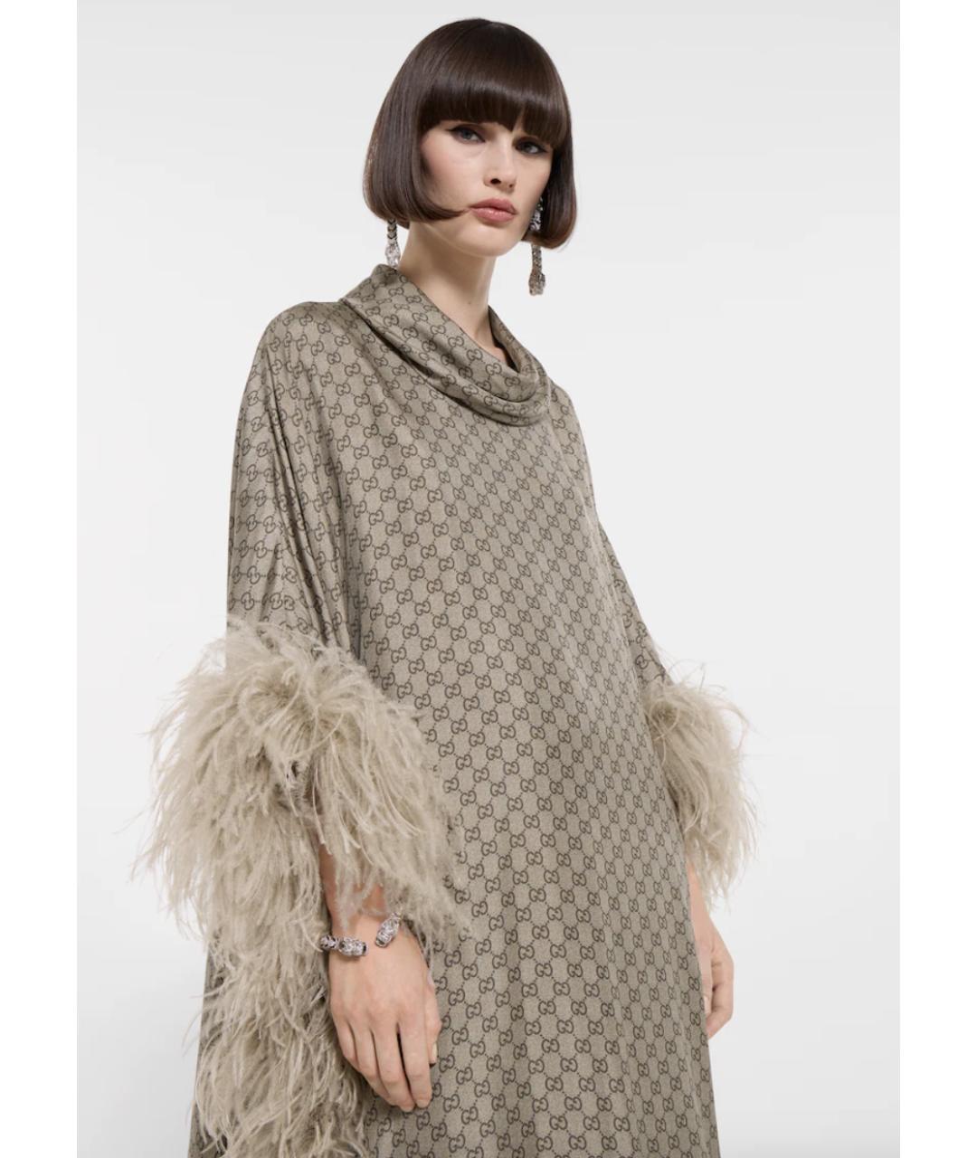 GUCCI Бежевое шелковое вечернее платье, фото 4