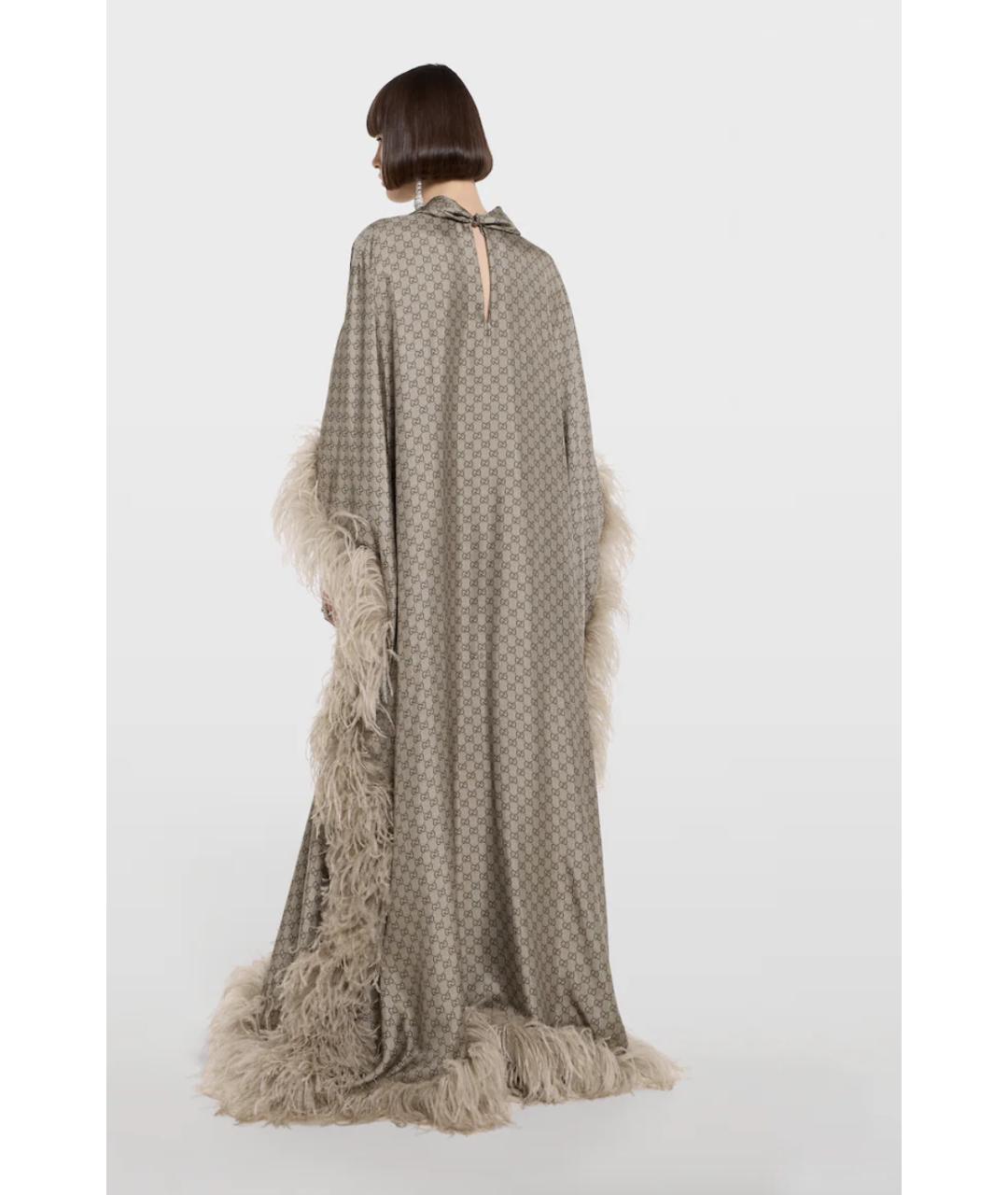 GUCCI Бежевое шелковое вечернее платье, фото 5