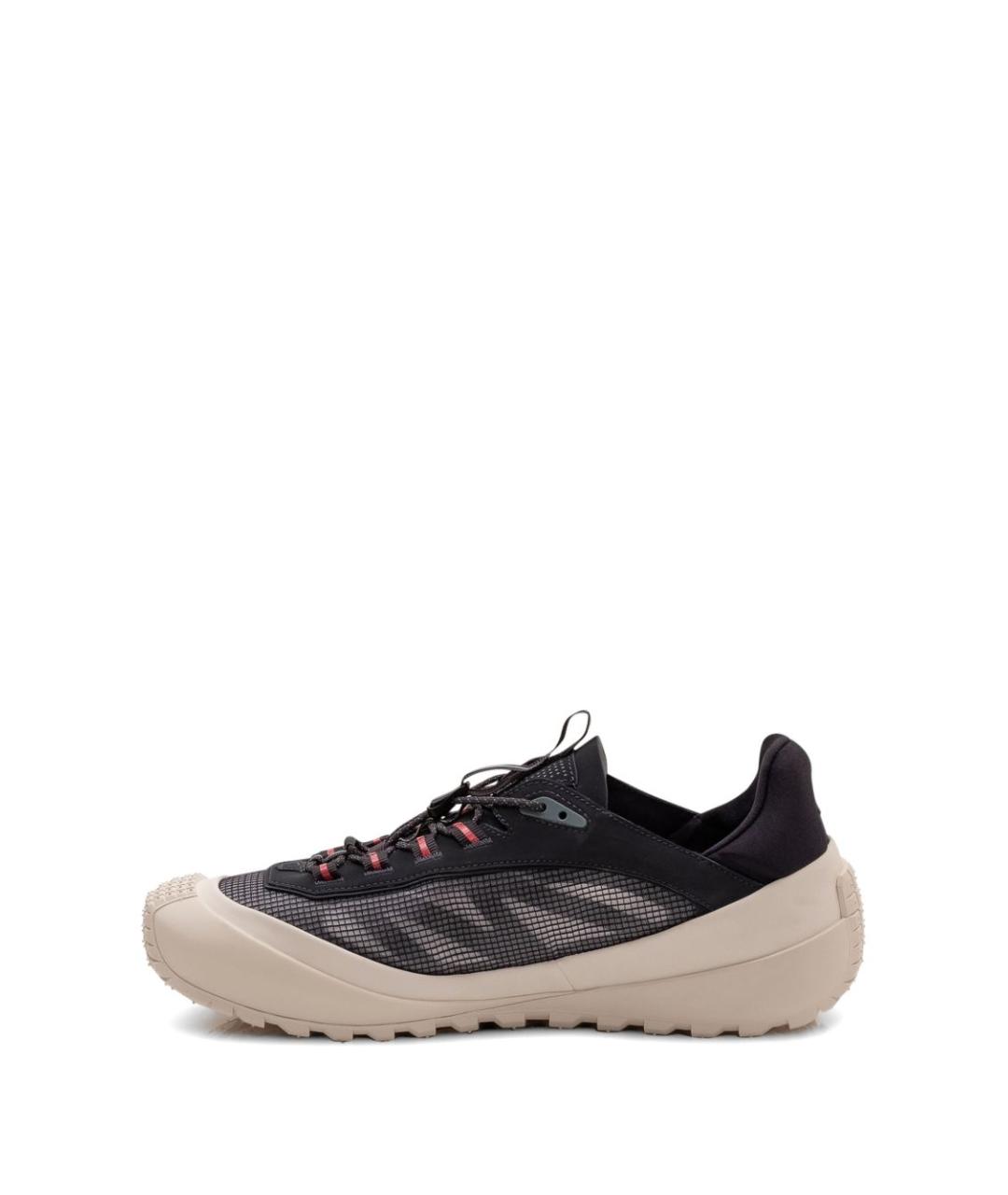 MONCLER Черные текстильные низкие кроссовки / кеды, фото 4