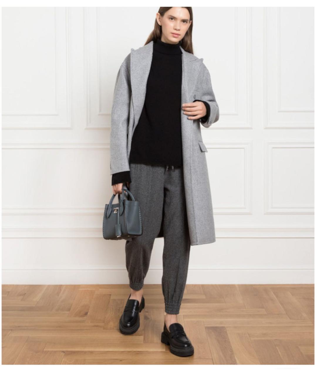 ERMANNO SCERVINO Серые шерстяные прямые брюки, фото 4