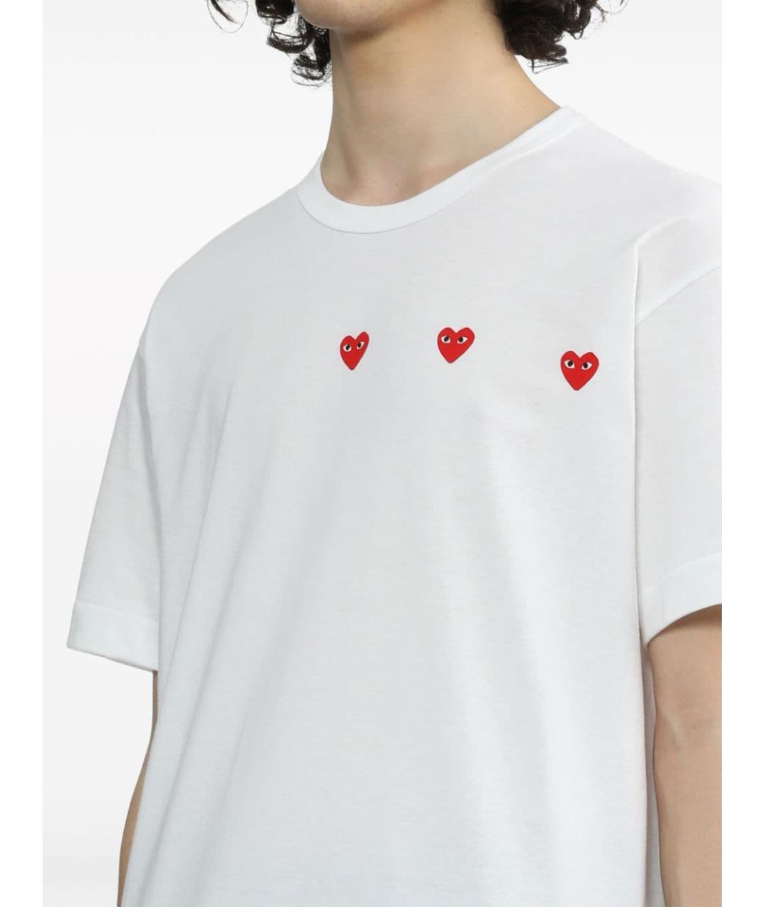 COMME DES GARÇONS PLAY Белая хлопковая футболка, фото 2