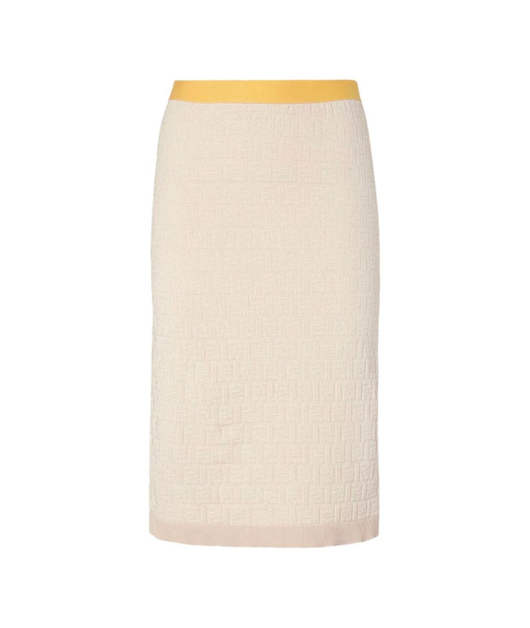 FENDI Бежевая хлопковая юбка миди, фото 1