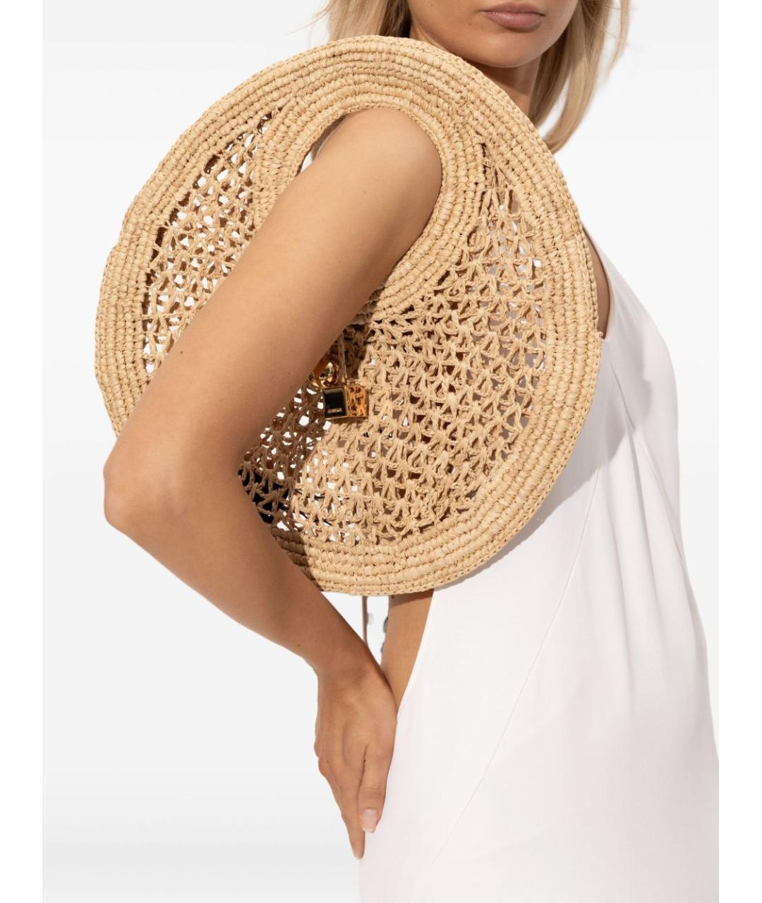 JACQUEMUS Бежевая пелетеная сумка с короткими ручками, фото 3