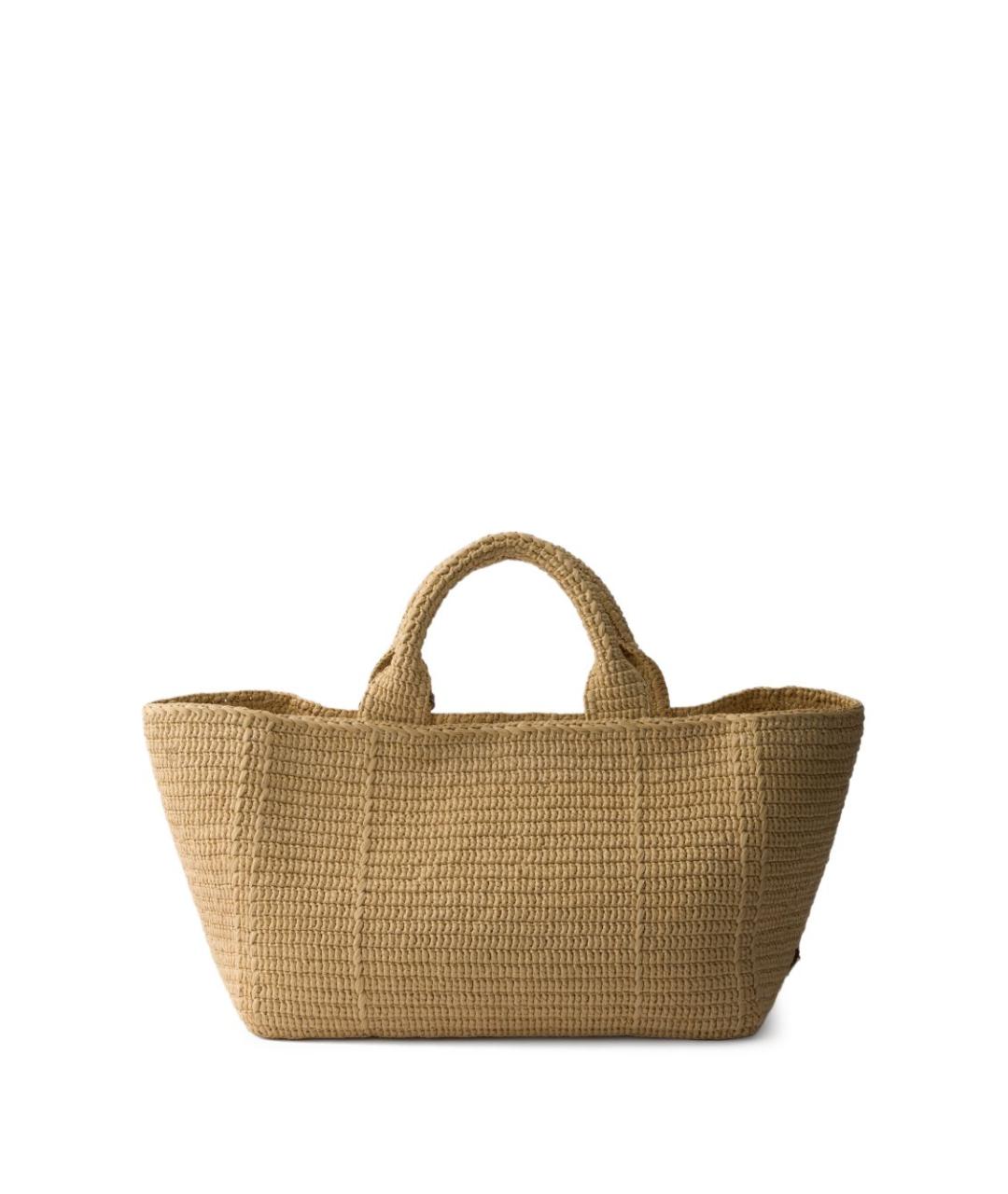 PRADA Бежевая пелетеная сумка тоут, фото 3