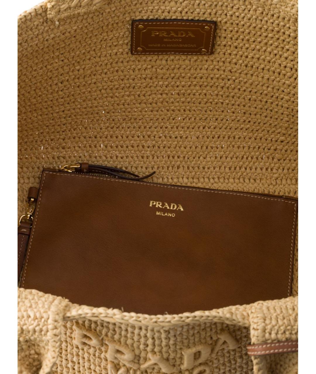 PRADA Бежевая пелетеная сумка тоут, фото 2