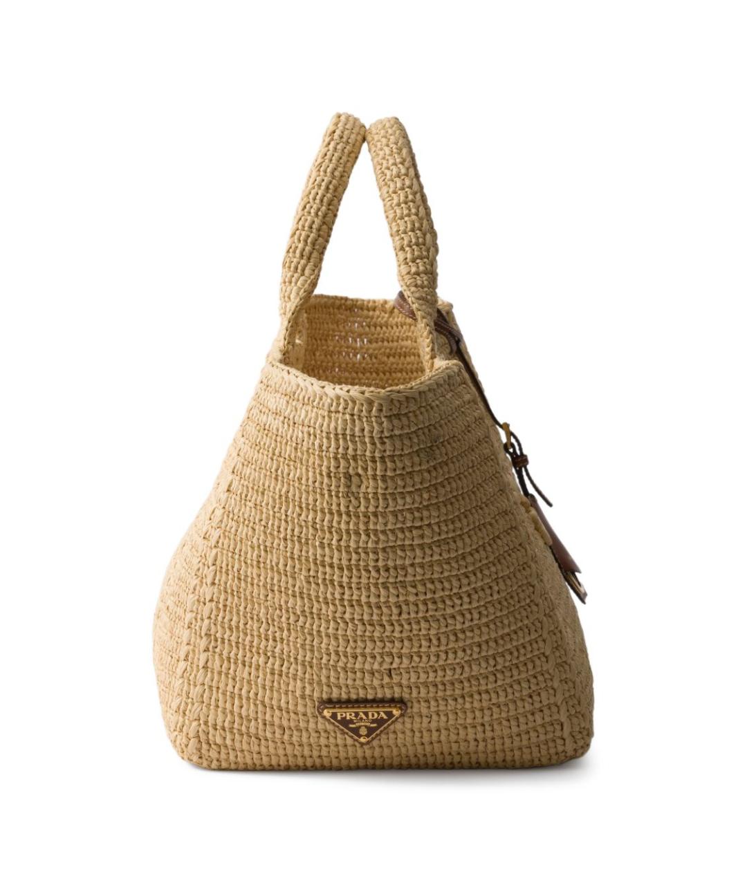 PRADA Бежевая пелетеная сумка тоут, фото 5