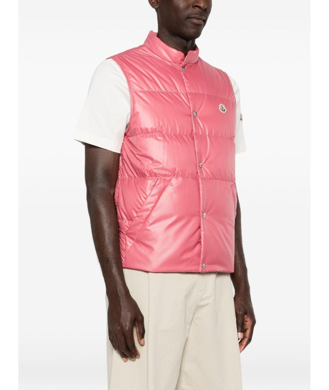 MONCLER Розовый полиэстеровый жилет, фото 3