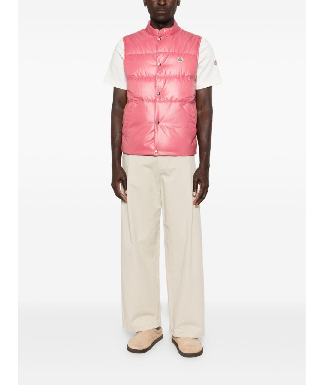 MONCLER Розовый полиэстеровый жилет, фото 5