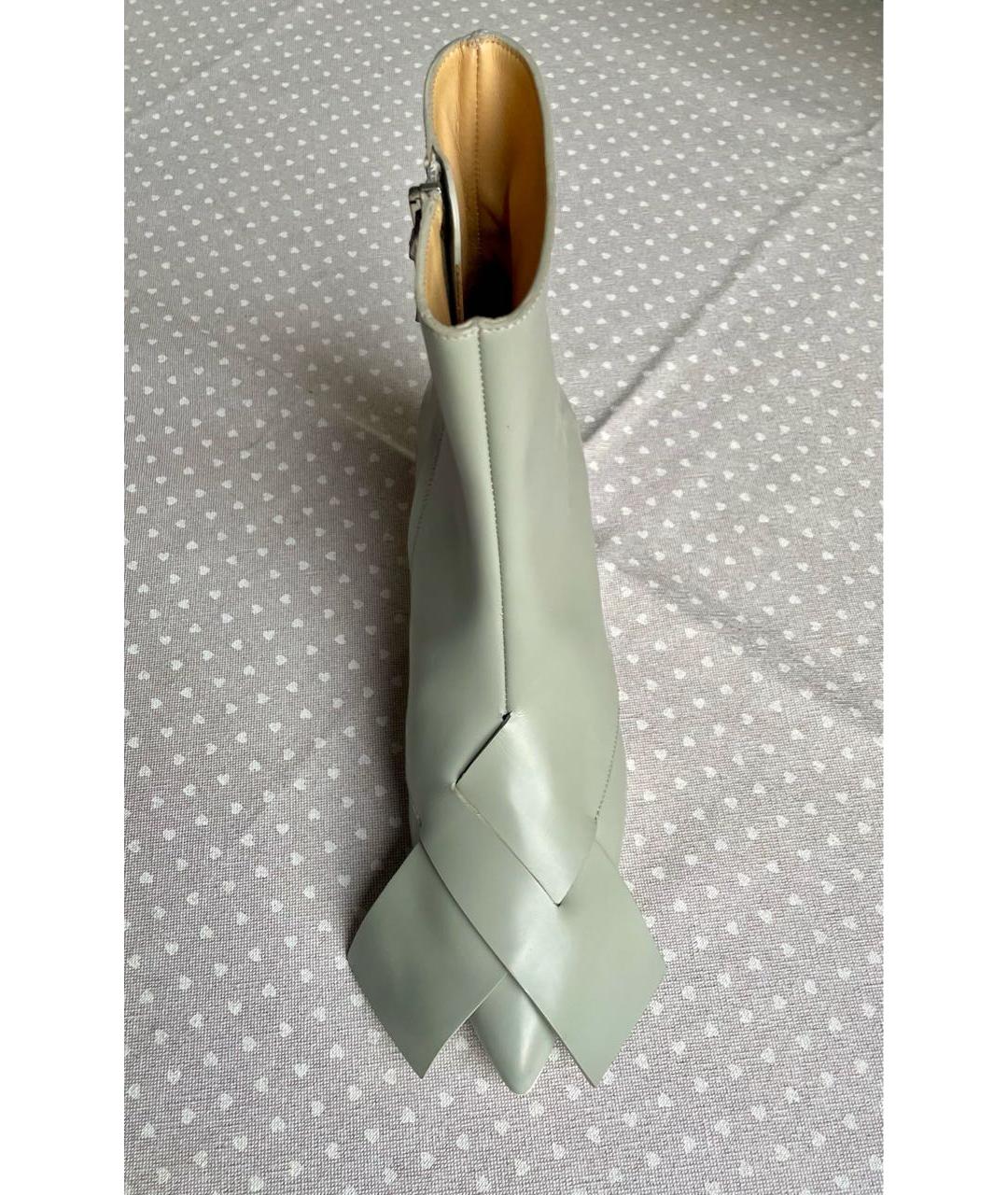 JIL SANDER Серые кожаные ботильоны, фото 2