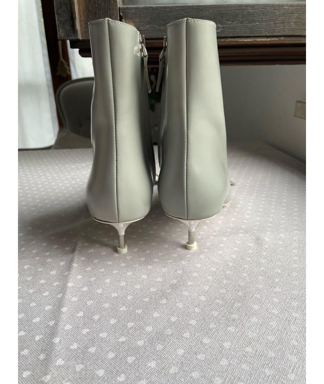 JIL SANDER Серые кожаные ботильоны, фото 4