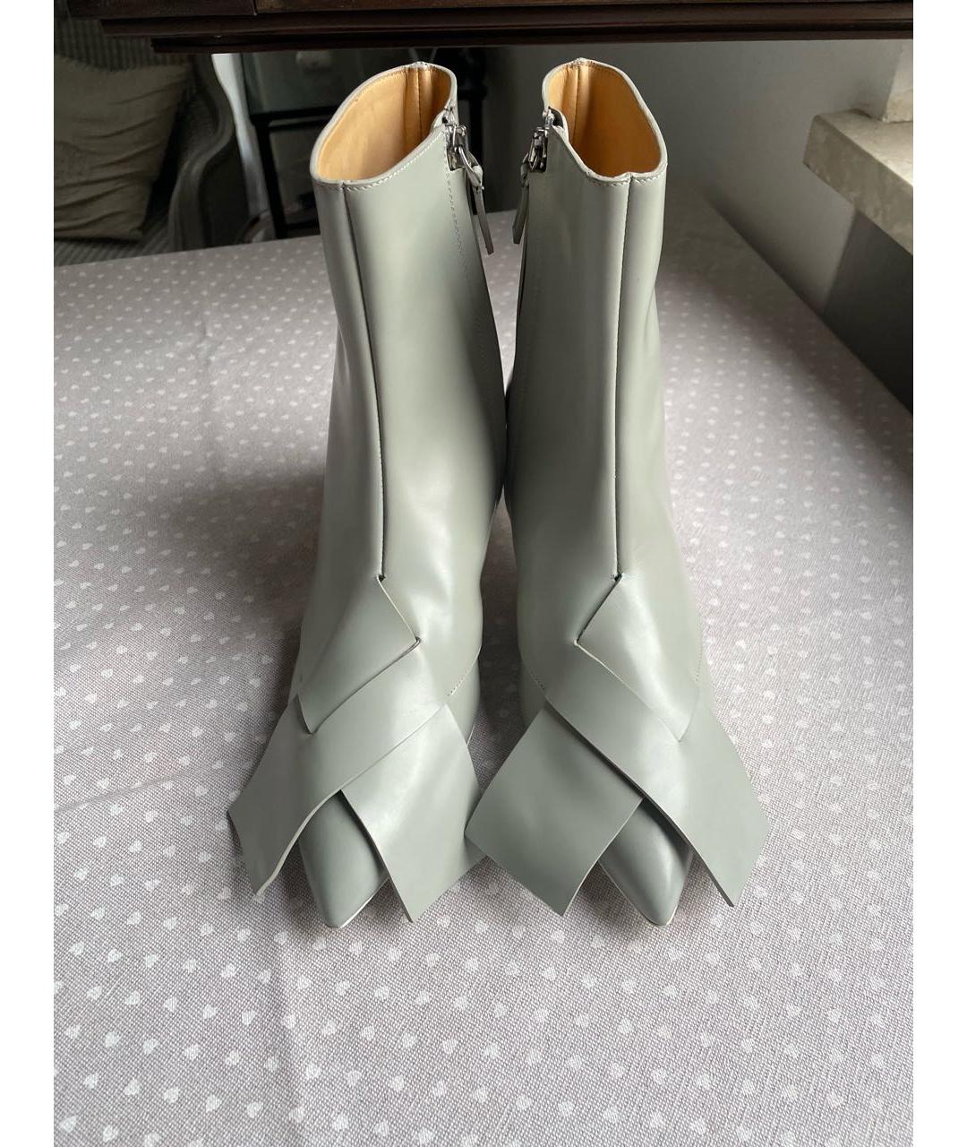 JIL SANDER Серые кожаные ботильоны, фото 3