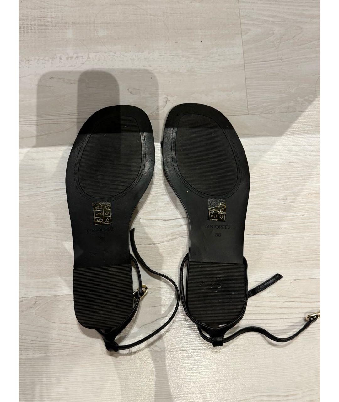 12 STOREEZ Черные кожаные сандалии, фото 3