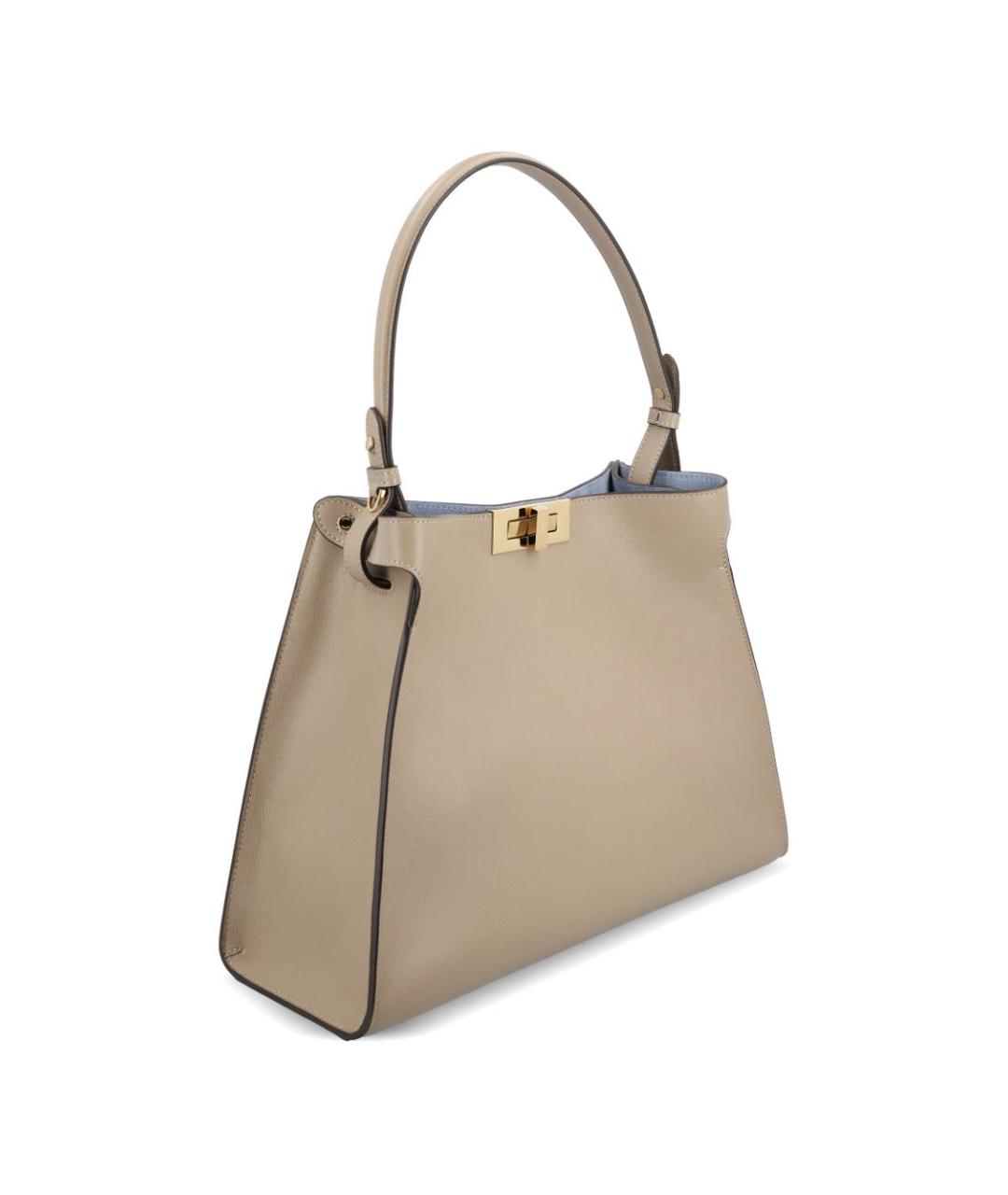 FENDI Бежевая кожаная сумка тоут, фото 4