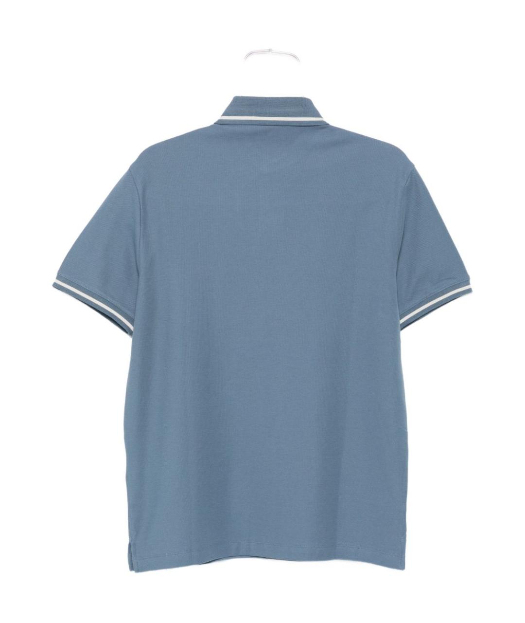 EMPORIO ARMANI Синее хлопковое поло с коротким рукавом, фото 2