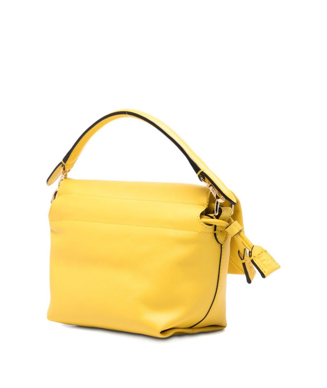 FENDI Желтая кожаная сумка с короткими ручками, фото 3