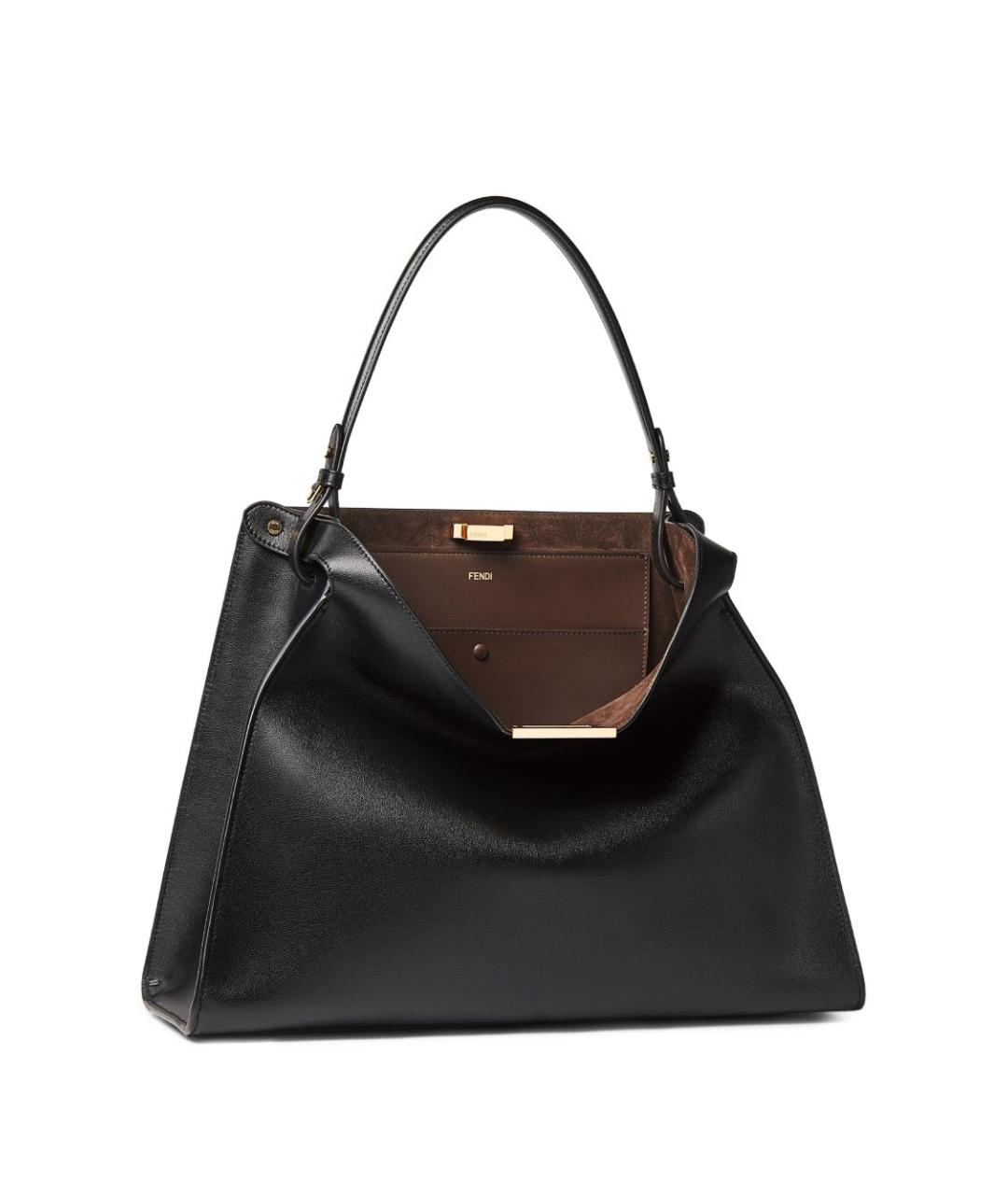 FENDI Черная кожаная сумка тоут, фото 4