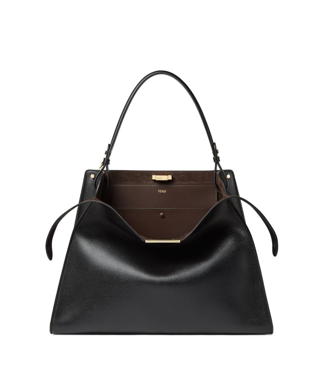 FENDI Черная кожаная сумка тоут, фото 3