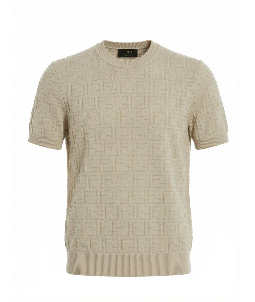 FENDI Бежевый хлопковый джемпер / свитер, фото 3