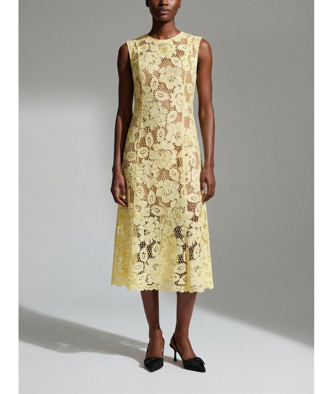 SELF-PORTRAIT Желтое полиэстеровое повседневное платье, фото 2