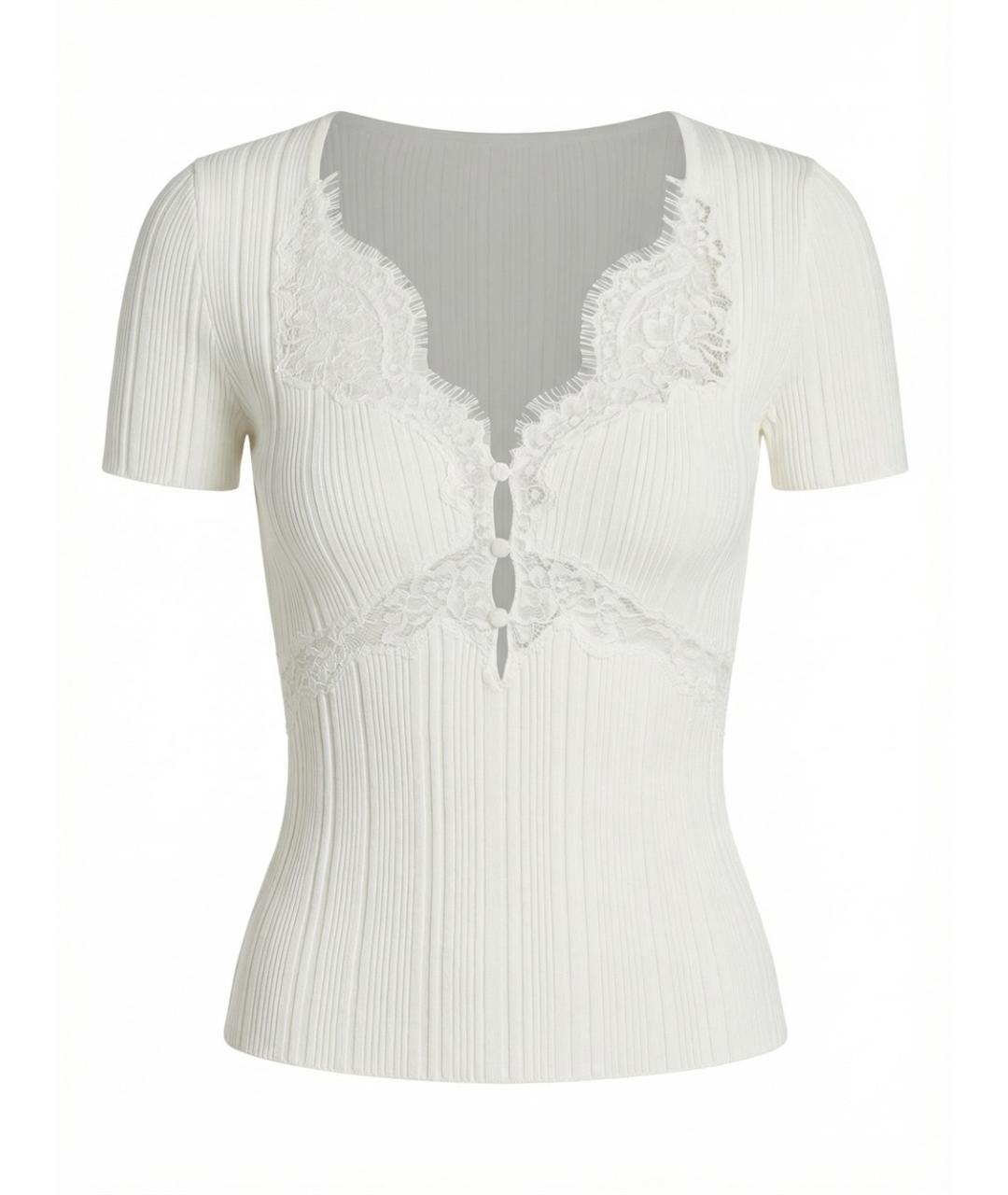 SELF-PORTRAIT Белая вискозная футболка, фото 1