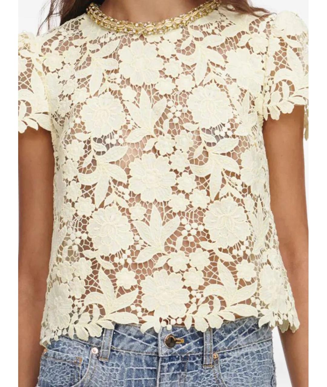 SELF-PORTRAIT Желтая полиэстеровая футболка, фото 4