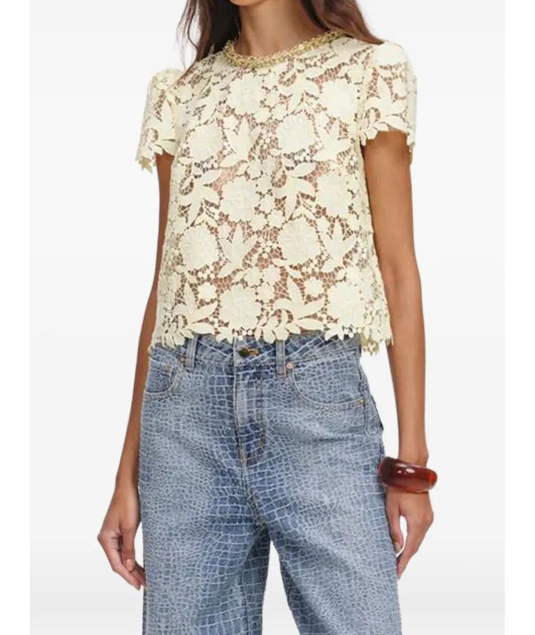 SELF-PORTRAIT Желтая полиэстеровая футболка, фото 3