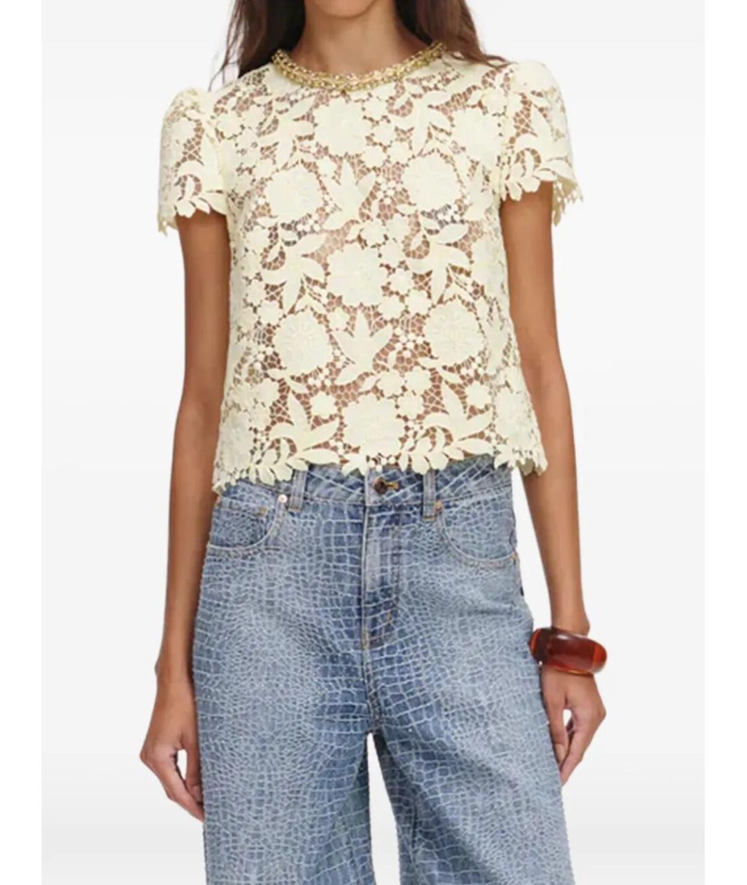 SELF-PORTRAIT Желтая полиэстеровая футболка, фото 2