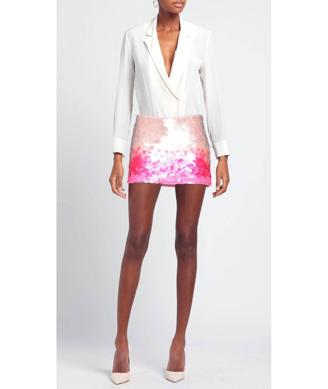 DAVID KOMA Розовая вискозная юбка мини, фото 2