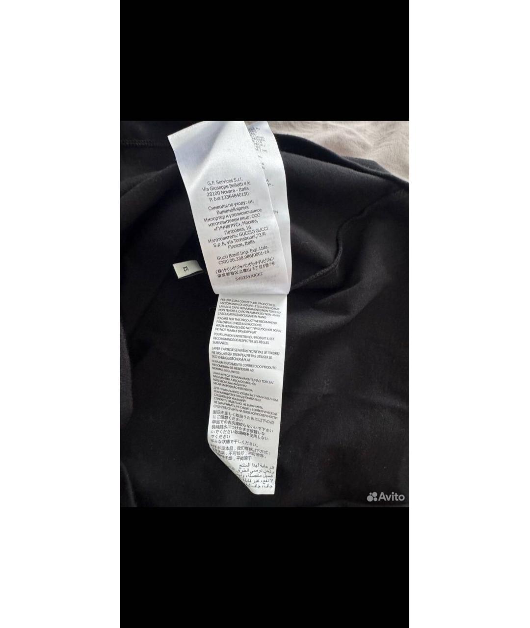 GUCCI Черная хлопковая футболка, фото 5