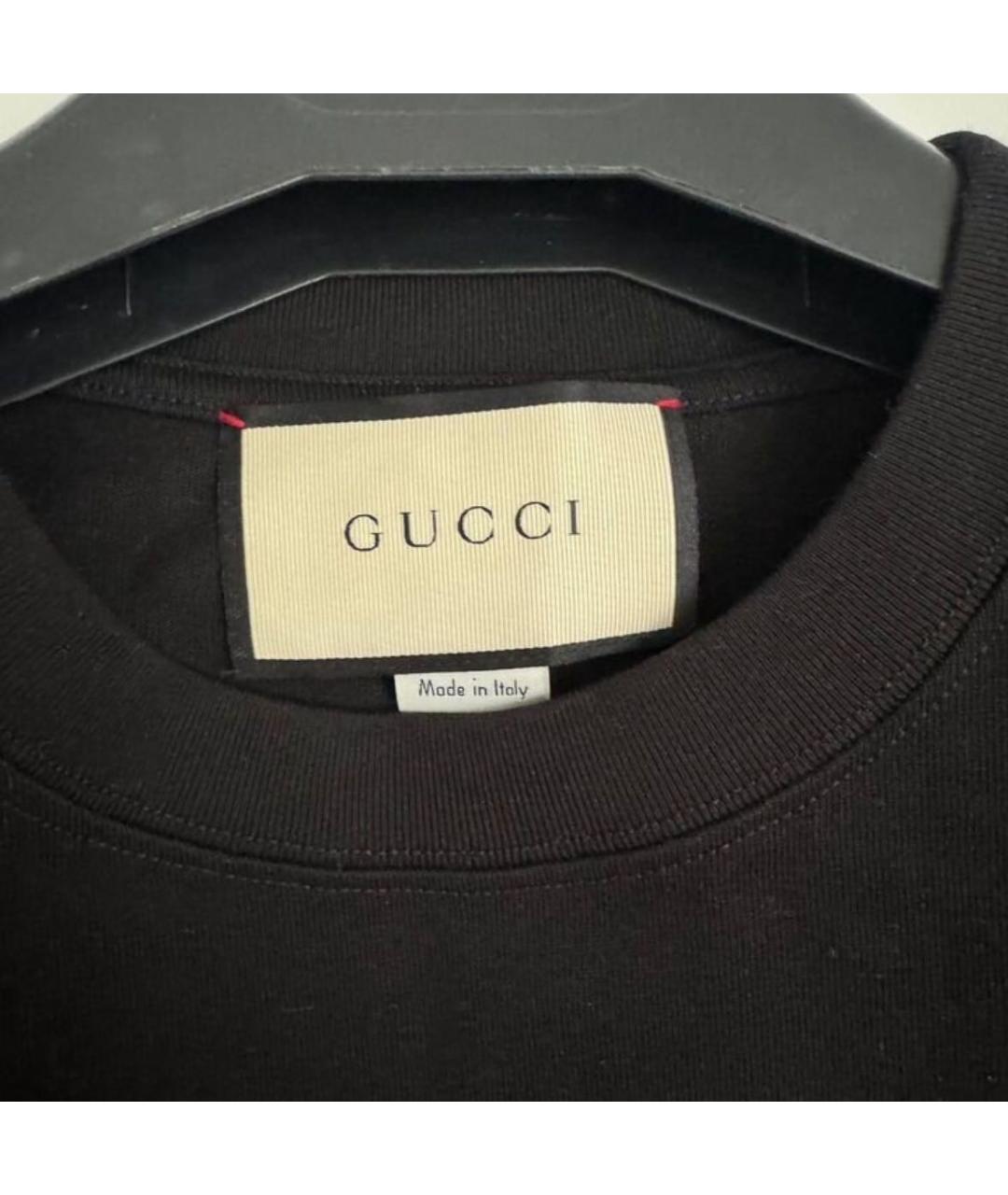 GUCCI Черная хлопковая футболка, фото 3