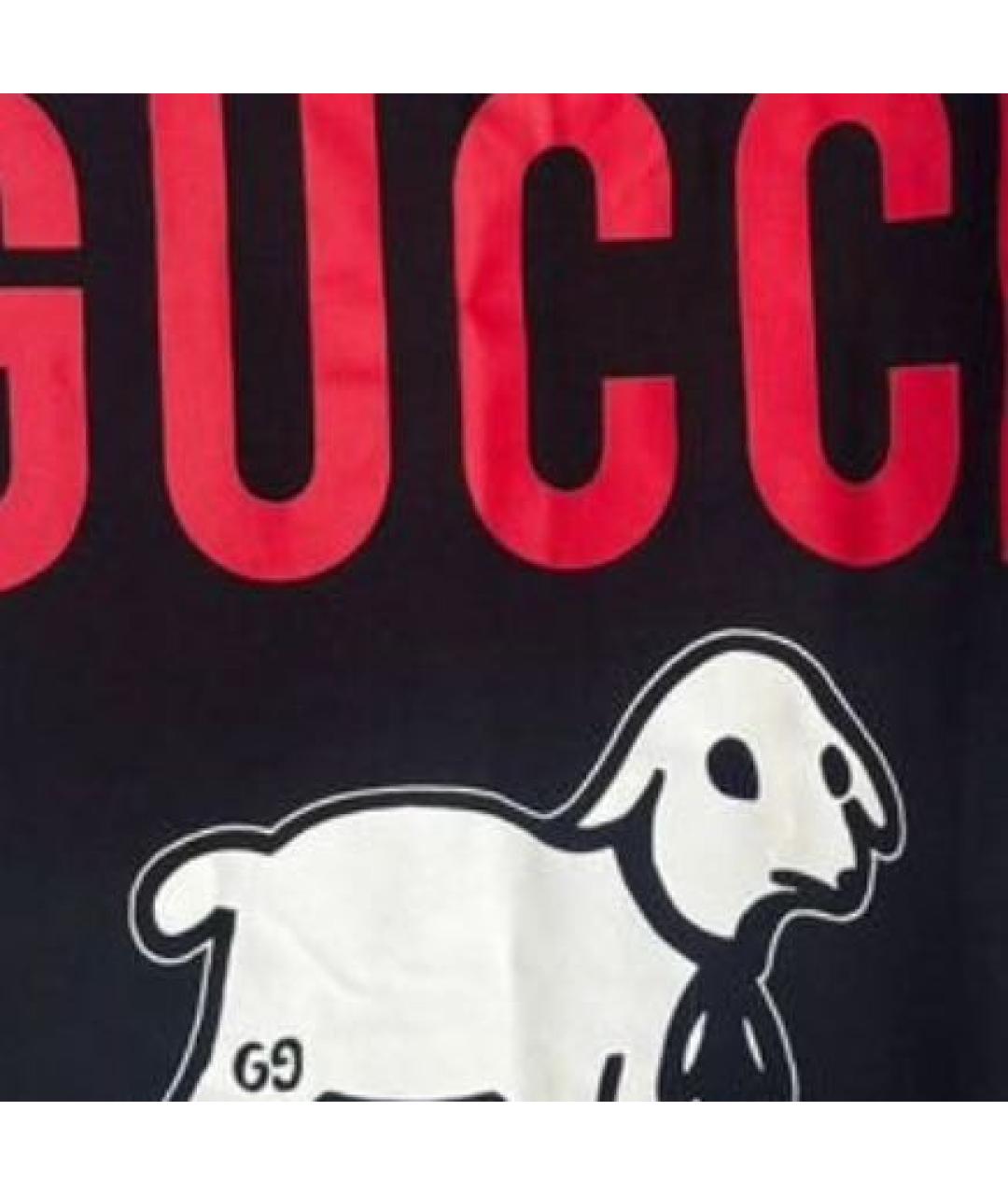 GUCCI Черная хлопковая футболка, фото 4