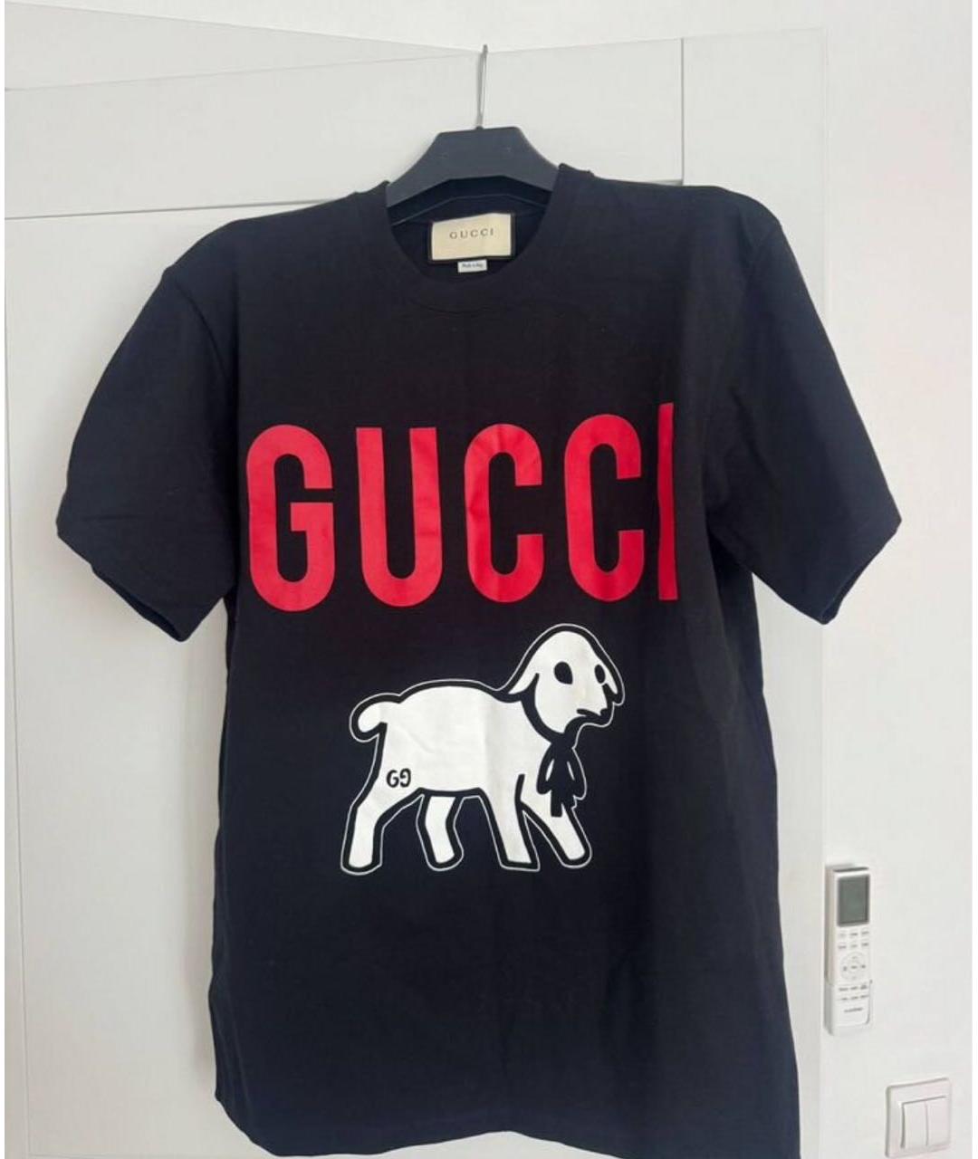 GUCCI Черная хлопковая футболка, фото 9