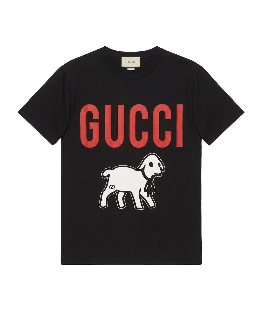 GUCCI Черная хлопковая футболка, фото 1