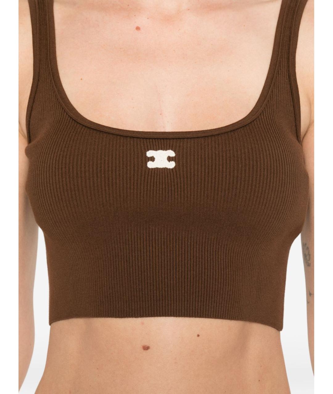 CELINE Коричневая хлопковая майка, фото 2