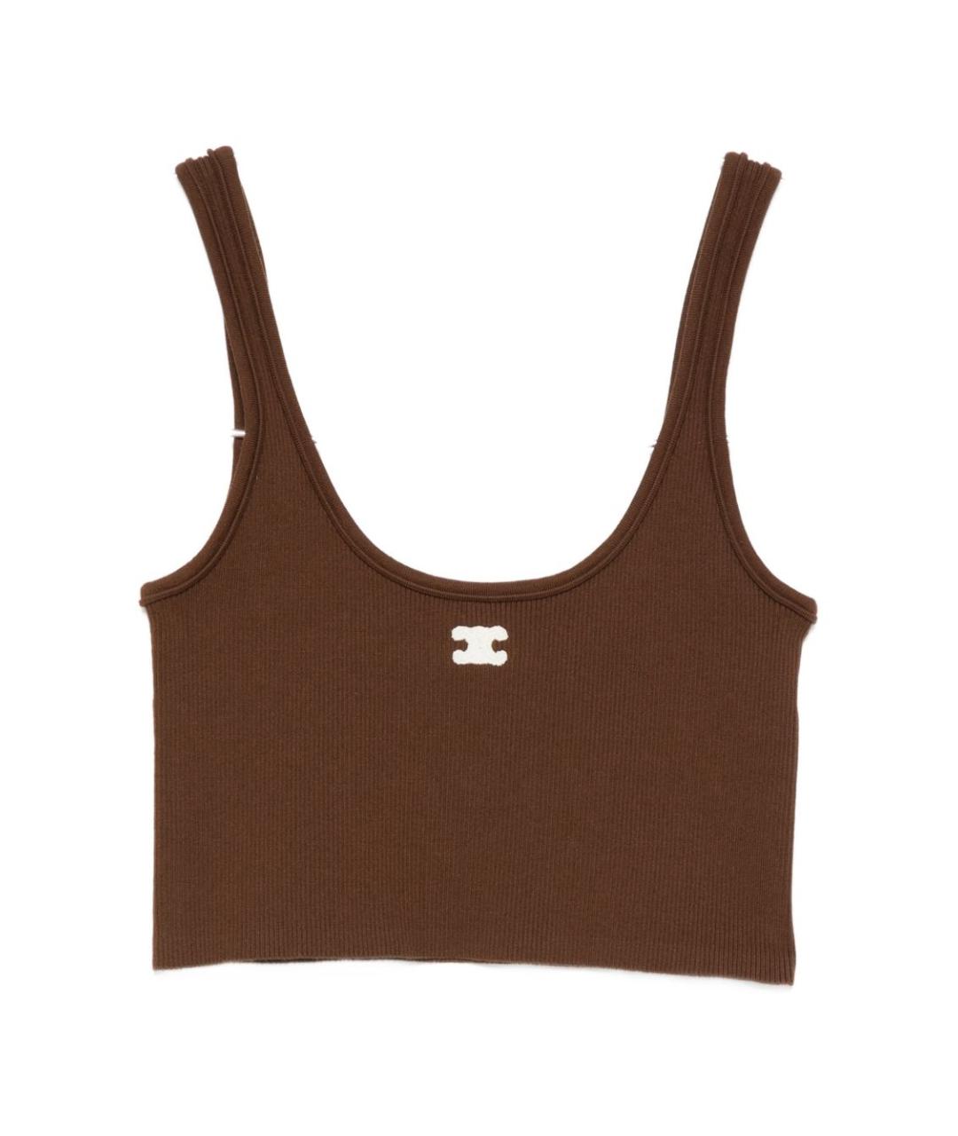 CELINE Коричневая хлопковая майка, фото 1