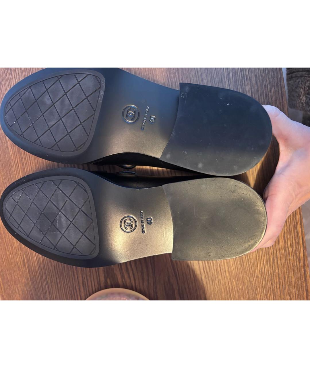 CHANEL Черные кожаные лоферы, фото 3