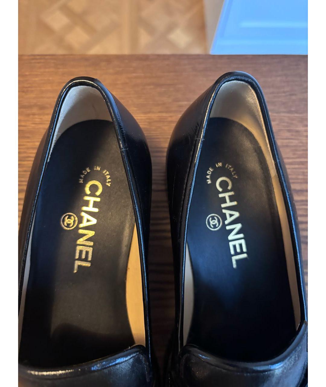 CHANEL Черные кожаные лоферы, фото 4