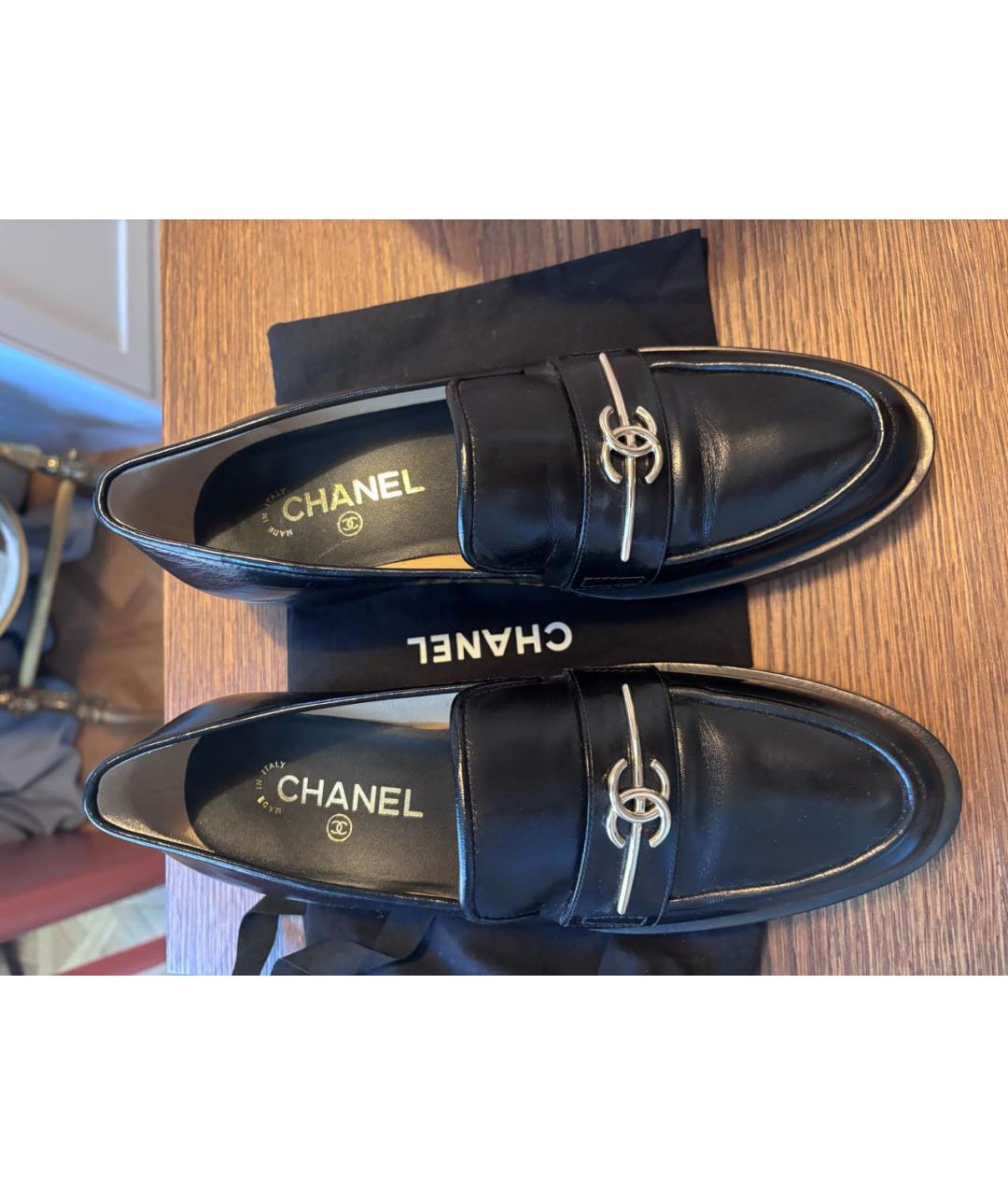 CHANEL Черные кожаные лоферы, фото 2
