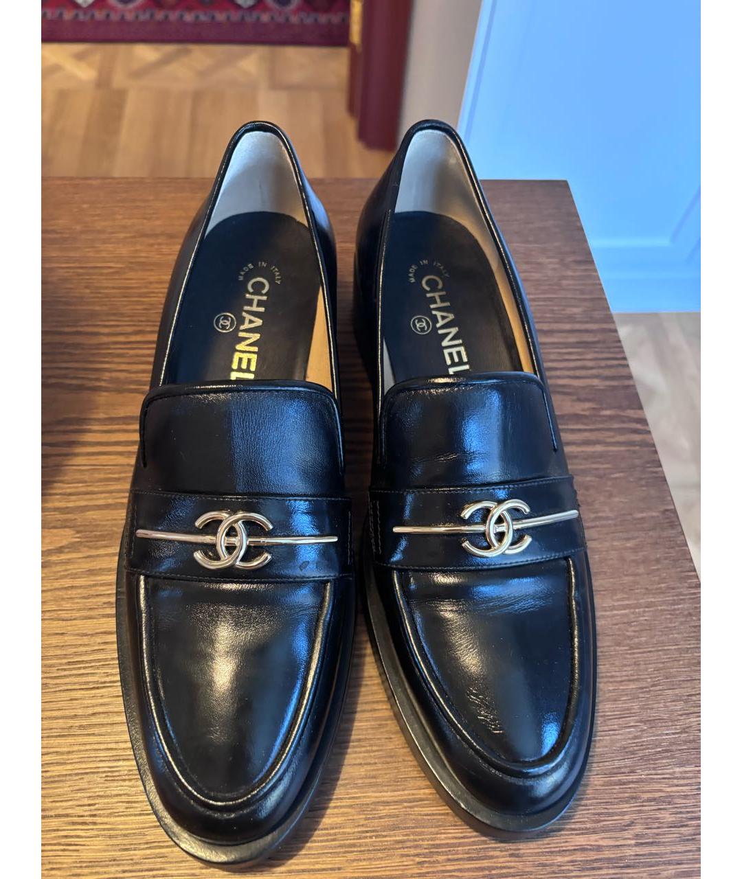 CHANEL Черные кожаные лоферы, фото 5