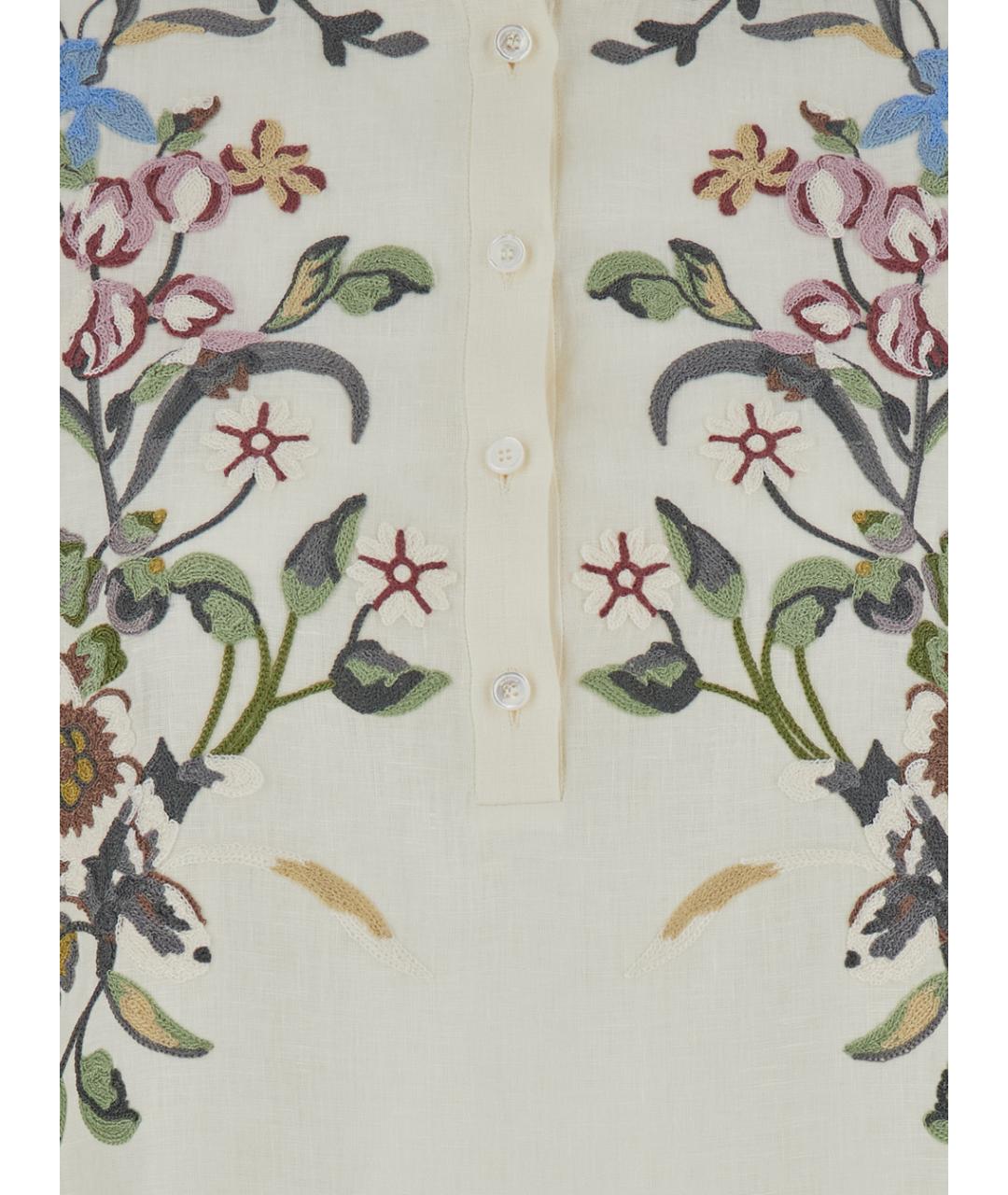 VALENTINO Белое льняное повседневное платье, фото 3