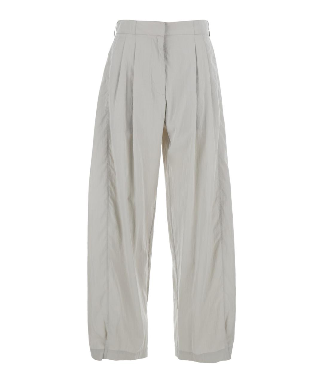 THE ROW Серые шелковые прямые брюки, фото 1